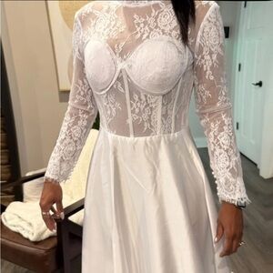 NWT High Neck White Lace Wedding Dress